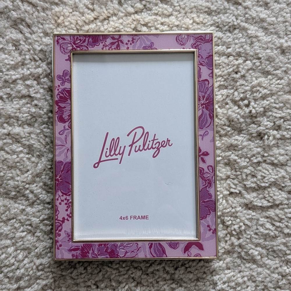 Lilly Pulitzer Pink Floral Gold-Trim Photo Frame